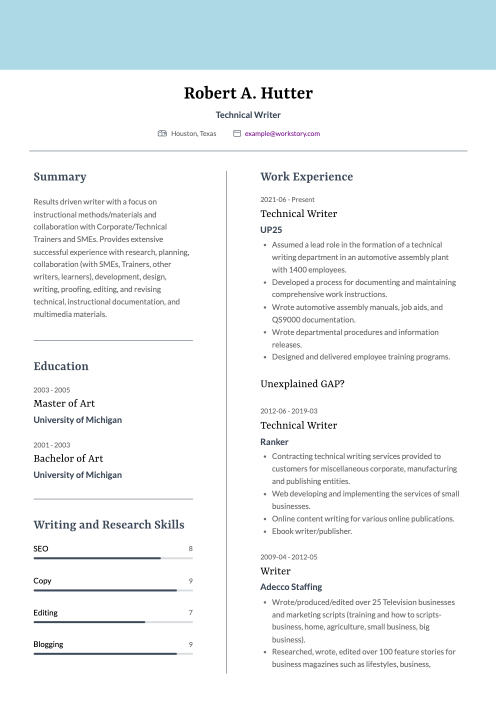 blue resume template rosa