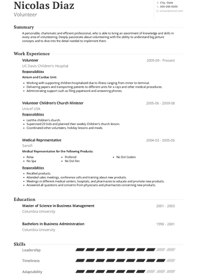 Volunteer Work Resume Samples And Templates Visualcv