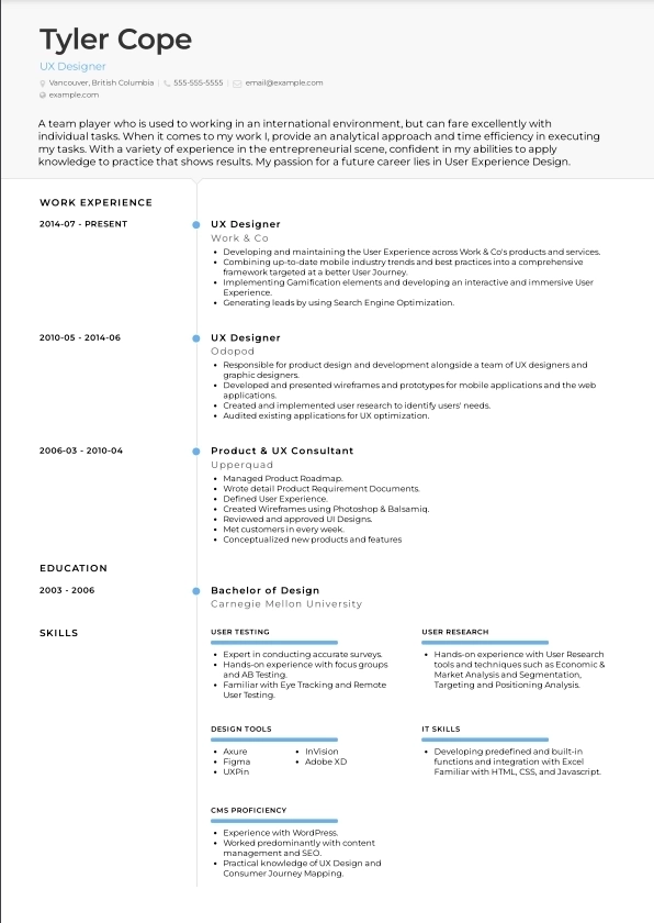 dubai design resume example
