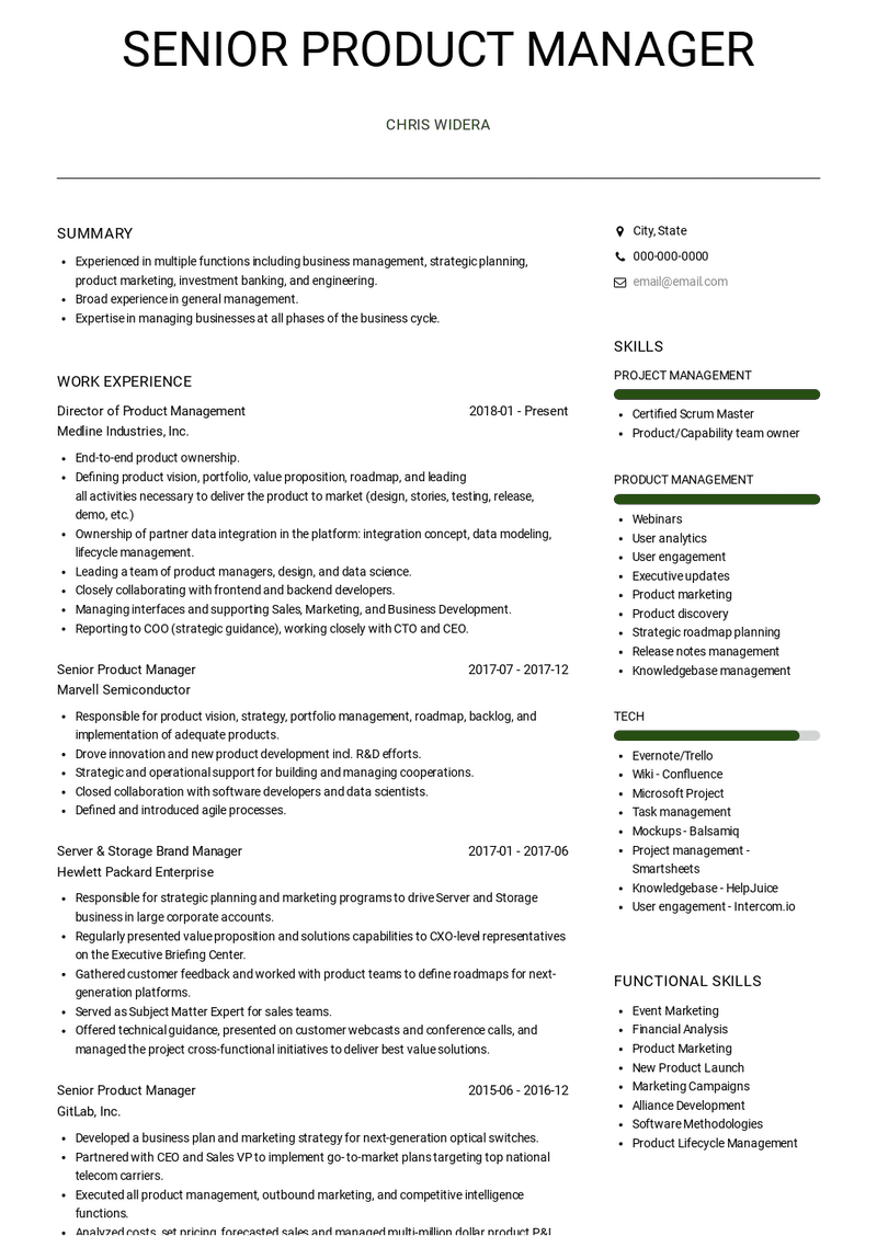 Senior Product Manager Resume Samples 3 Examples VisualCV