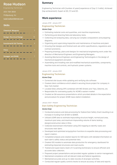 Engineering Technician Resume Examples and Templates