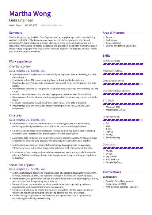 three page resume example