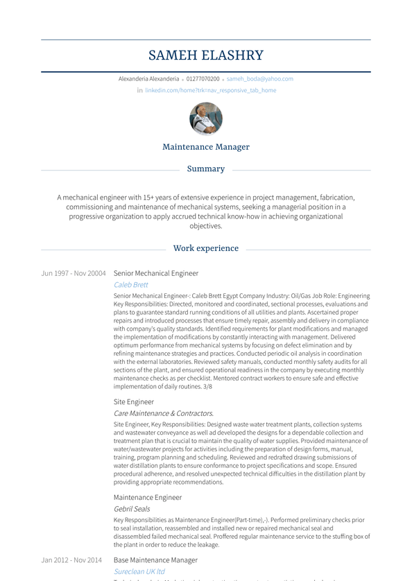 Senior Mechanical Engineer Resume Samples and Templates | VisualCV