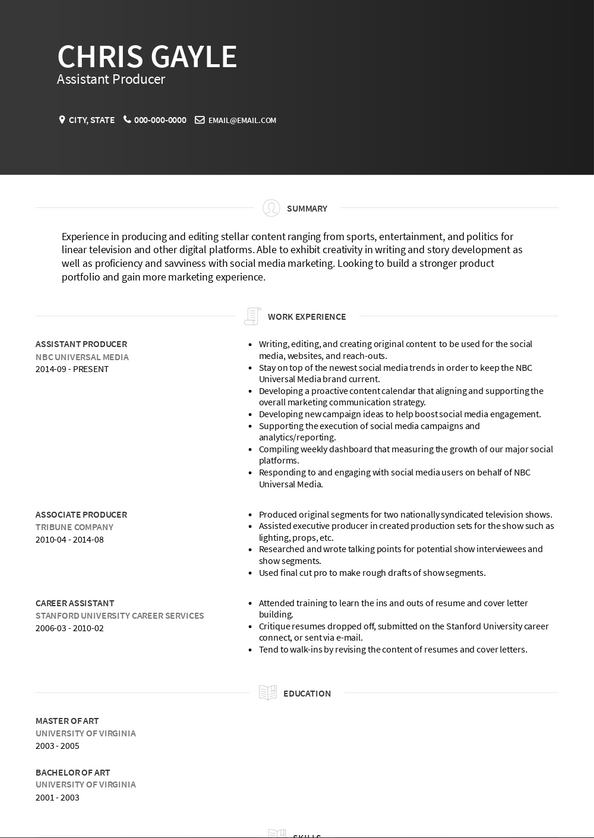 Associate Producer Resume Samples And Templates VisualCV   Associate Producer Resume Sample Brooklyn 