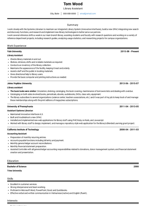 Library Assistant Resume Samples and Templates | VisualCV