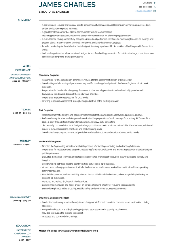 Structural Engineer Resume Samples And Templates Visualcv