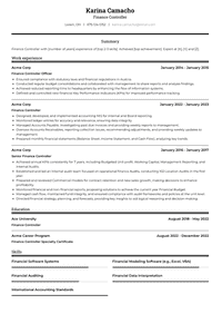 Finance Controller Resume Examples and Templates