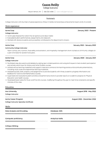 College Instructor Resume Examples And Templates