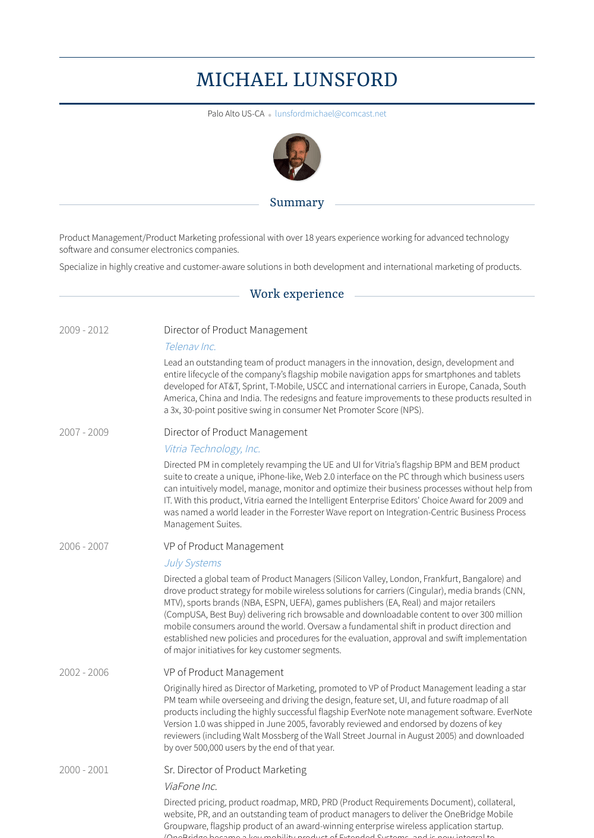 Director Of Product Management Resume Samples and Templates | VisualCV