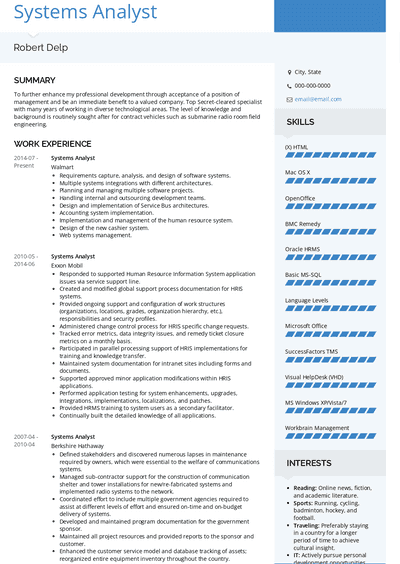 Systems Analyst Resume Samples and Templates | VisualCV