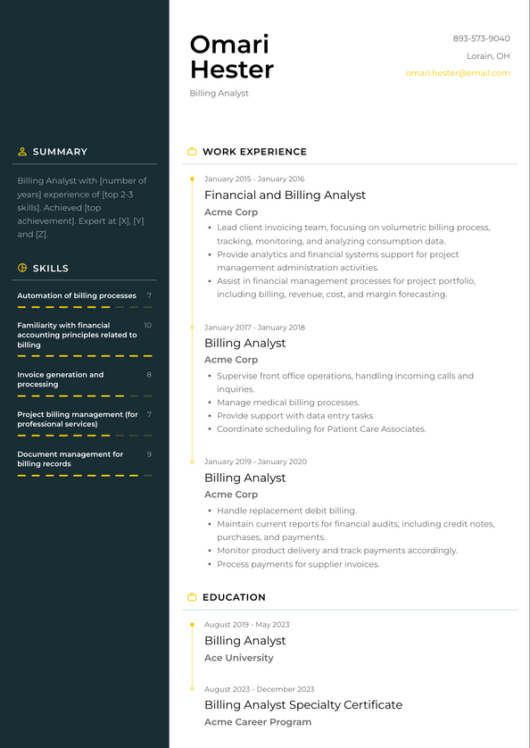 Billing Analyst Resume Examples and Templates