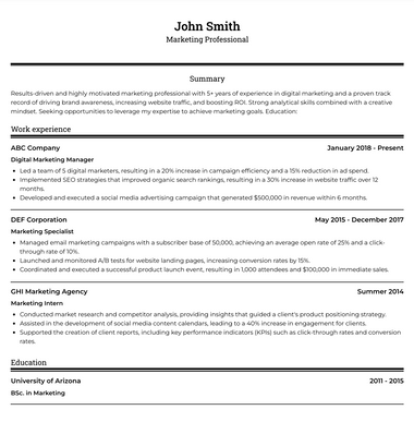 11+ Free Black and White Resume Templates | Minimalist, Printable And ...