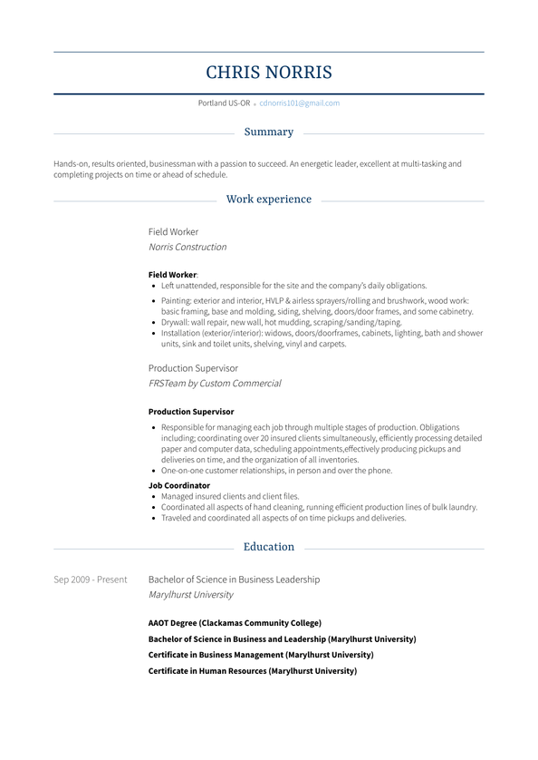 Field Worker Resume Samples and Templates | VisualCV