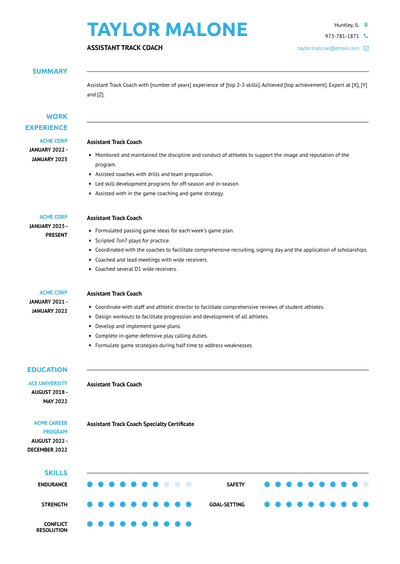 Assistant Track Coach Resume Examples and Templates