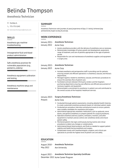 Anesthesia Technician Resume Examples And Templates