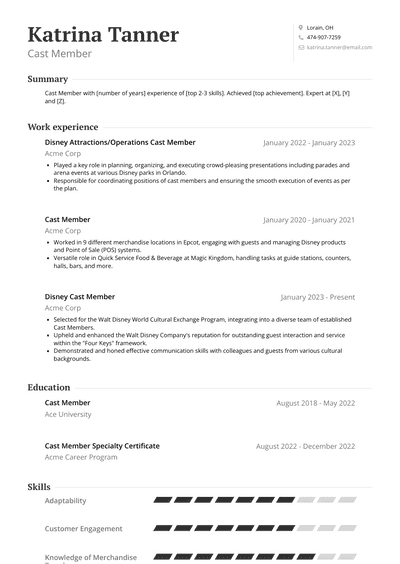 Cast Member Resume Examples and Templates