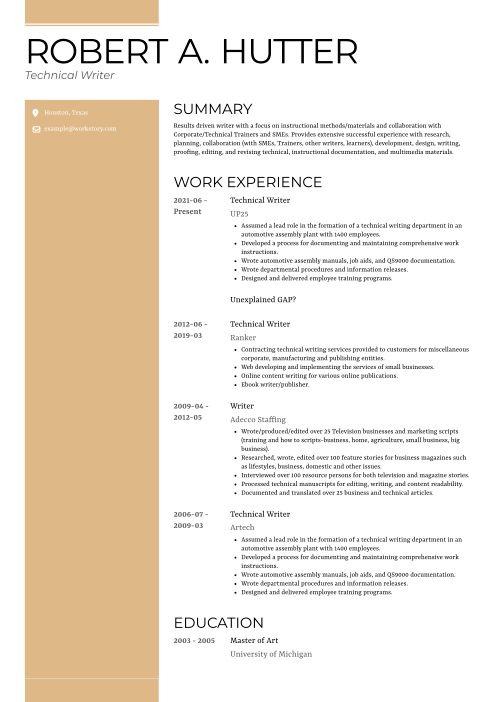 brown color resume template gallant