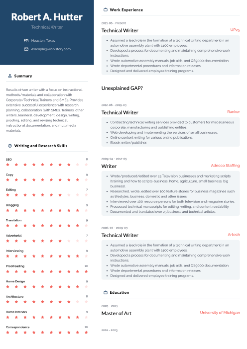 navy color resume template nevis