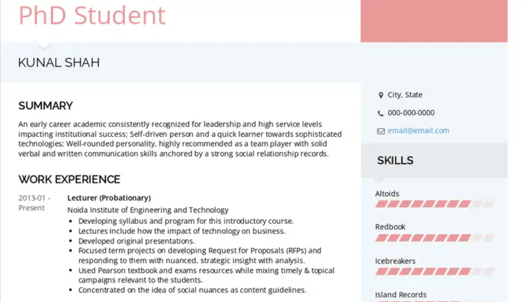 student resume generated through ai