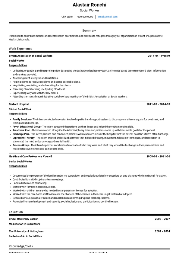 Clinical Social Worker Resume Examples and Templates