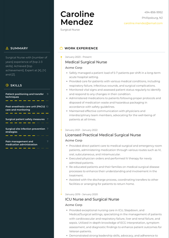 Surgical Nurse Resume Examples and Templates