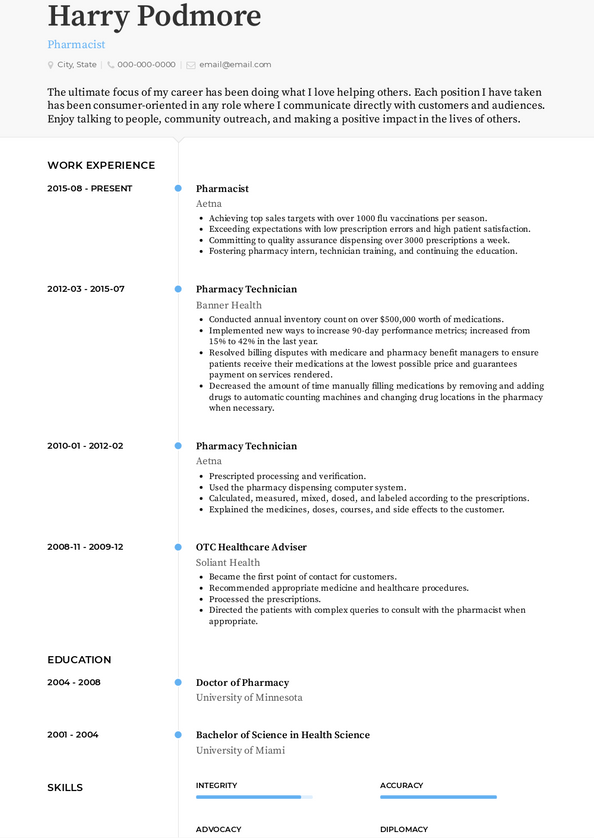 3 Pharmacist Resume Examples and Templates for 2022