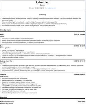 Lawyer CV Example and Template