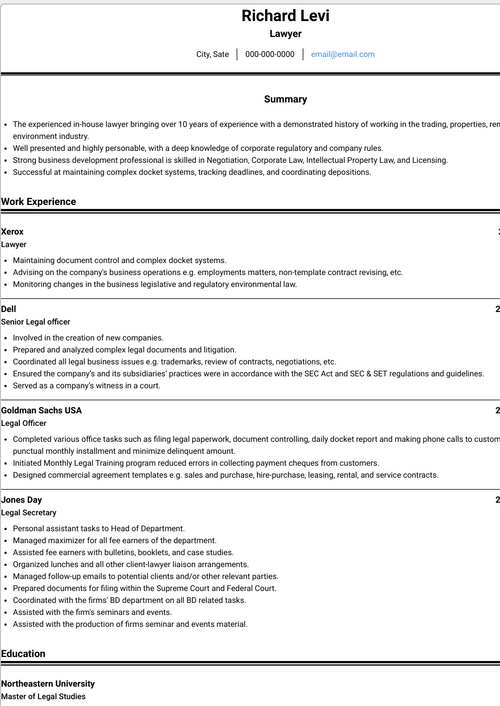 Real Professional CV Example & Sample Directory | VisualCV