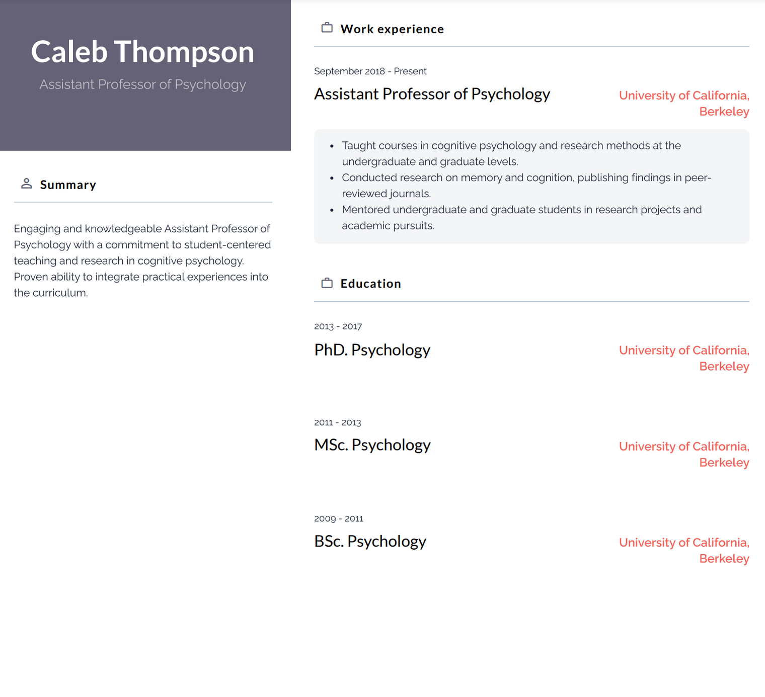 20+ Academic CV Templates For 2024 | Word, PDF, Google Docs Academic CV ...