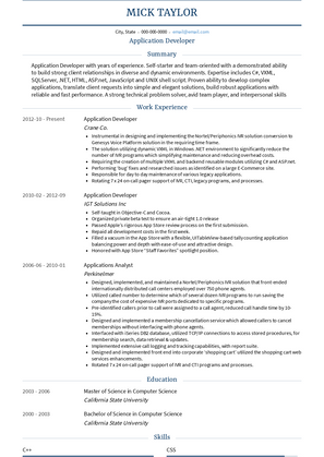 Application Developer Resume Samples and Templates | VisualCV