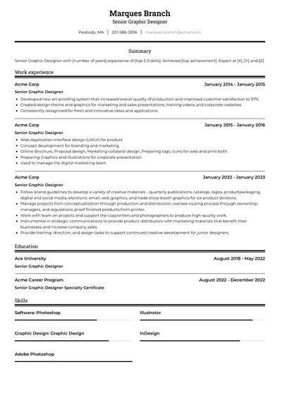 Senior Graphic Designer Resume Examples and Templates