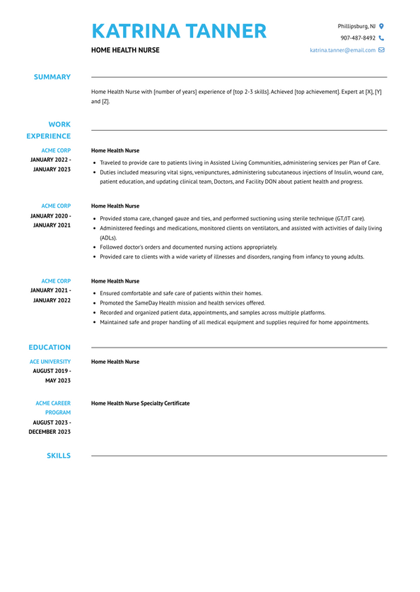 3+ Home Health Nurse Resume Examples and Templates