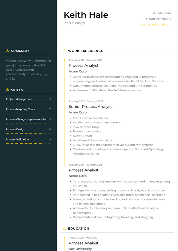 Process Analyst Resume Examples and Templates