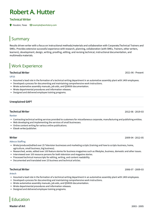 green color resume template zenith