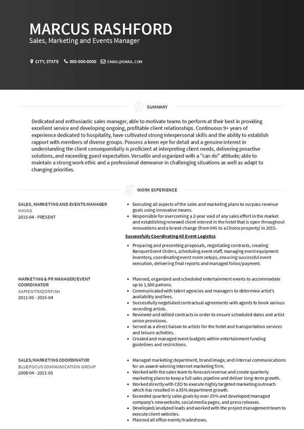 Event Manager Resume Samples and Templates VisualCV
