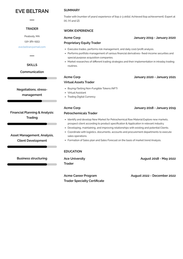 3+ Trader Resume Examples and Templates