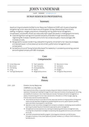 HR Executive CV Example and Template
