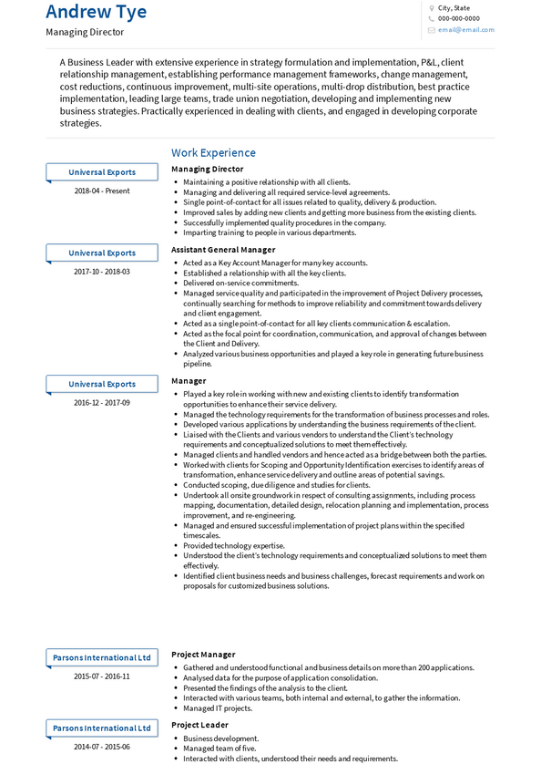 Managing Director Resume Samples and Templates | VisualCV