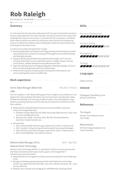 National Sales Manager Resume Samples and Templates | VisualCV