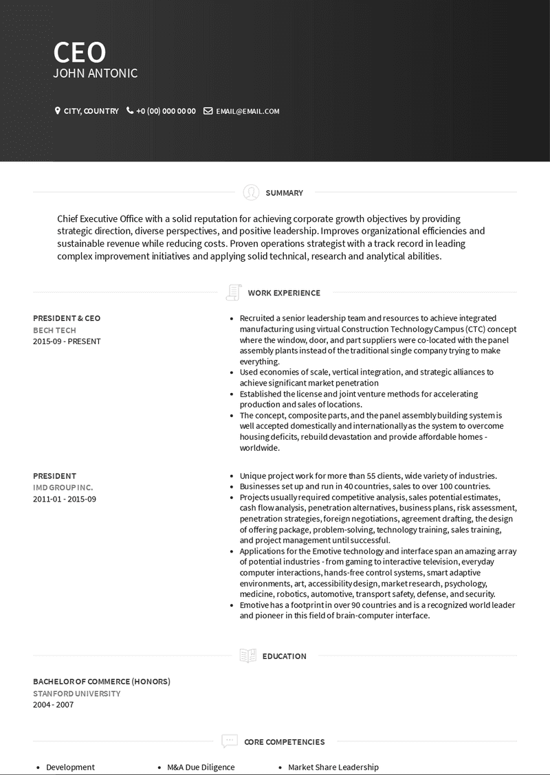 3 CEO Resume Examples And Samples