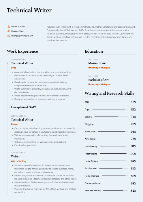 blue resume template bravo