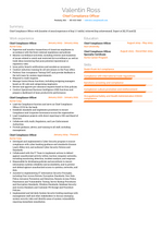 Chief Compliance Officer Resume Examples and Templates