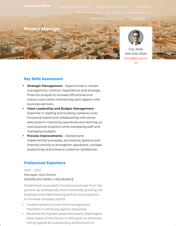 Online Resume Template and Example - Lingo by VisualCV	