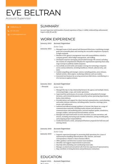 Account Supervisor Resume Examples and Templates