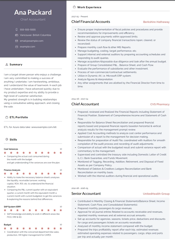 accountants cv template for austria