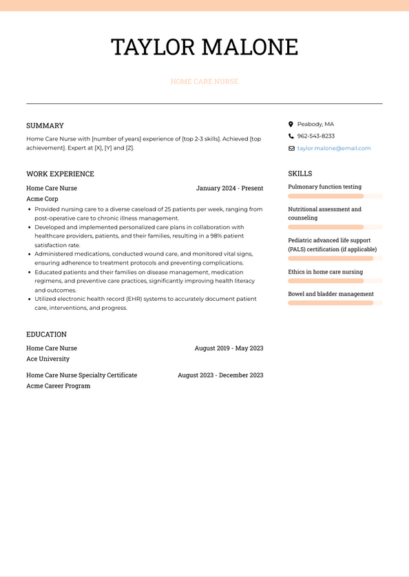 Home Care Nurse Resume Examples and Templates