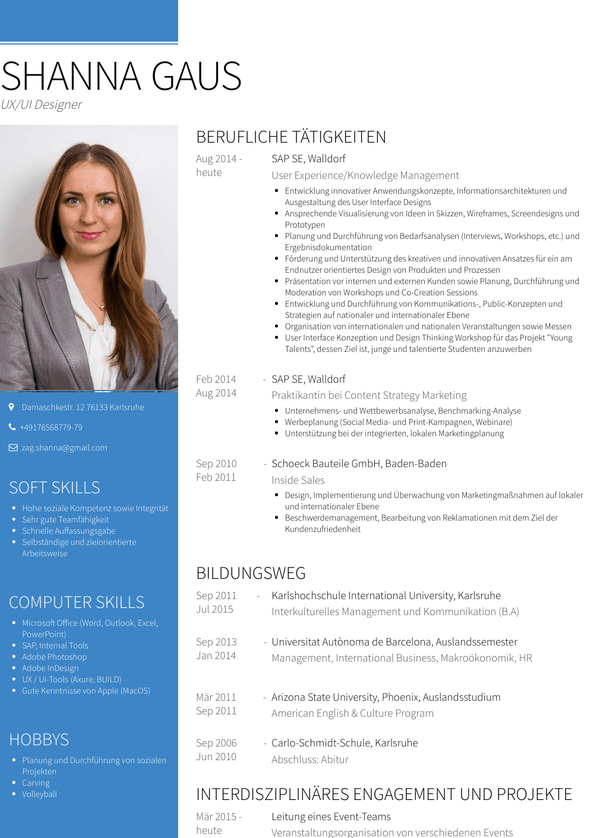 resume examples university