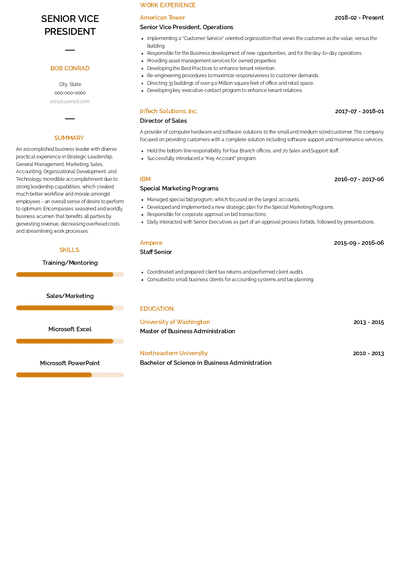 Senior Vice President Resume Samples and Templates | VisualCV