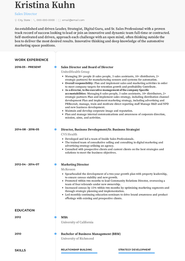 Sales Resume Samples and Templates | VisualCV