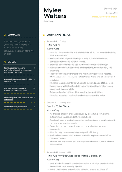 Title Clerk Resume Examples And Templates 1404